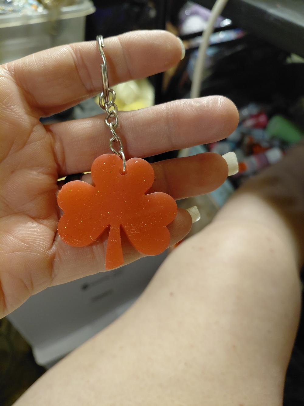Orange Clover Keychain Card Holder